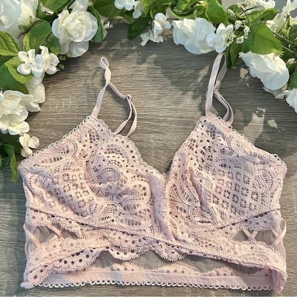 Victoria's Secret Other - Victoria’s Secret Light Pink Dream Angels Lace Wrap Bralette NWT
